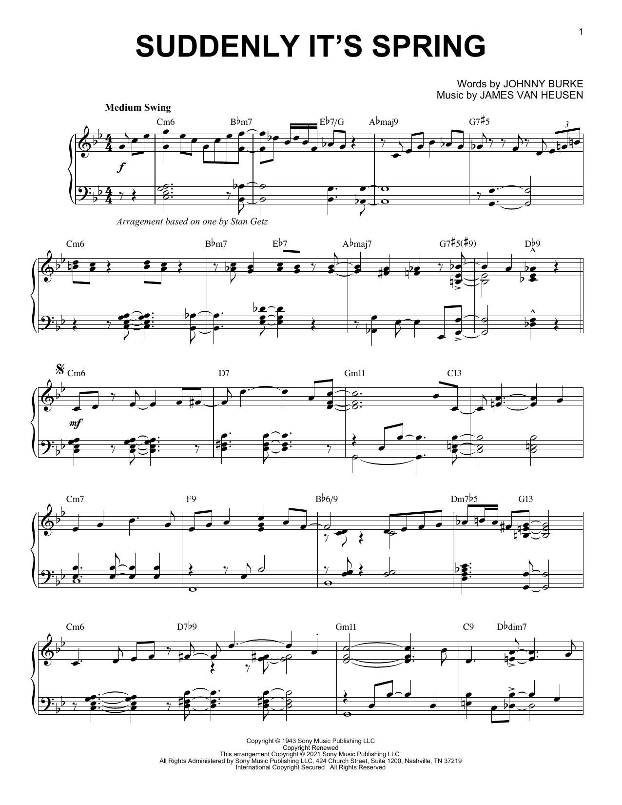 Produktbild zu: Suddenly It's Spring [Jazz version] (arr. Brent Edstrom)
