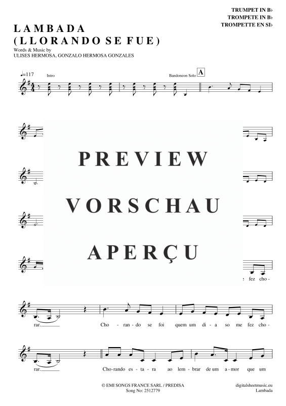 Produktgalerie: Seite 2 von 4 Llorando Se Fue, Kaoma, Trompete in B