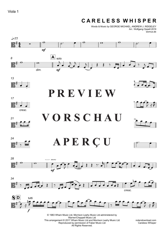 Produktgalerie: Seite 13 von 20 Careless Whisper , Michael, George, (Streicher Quintett)