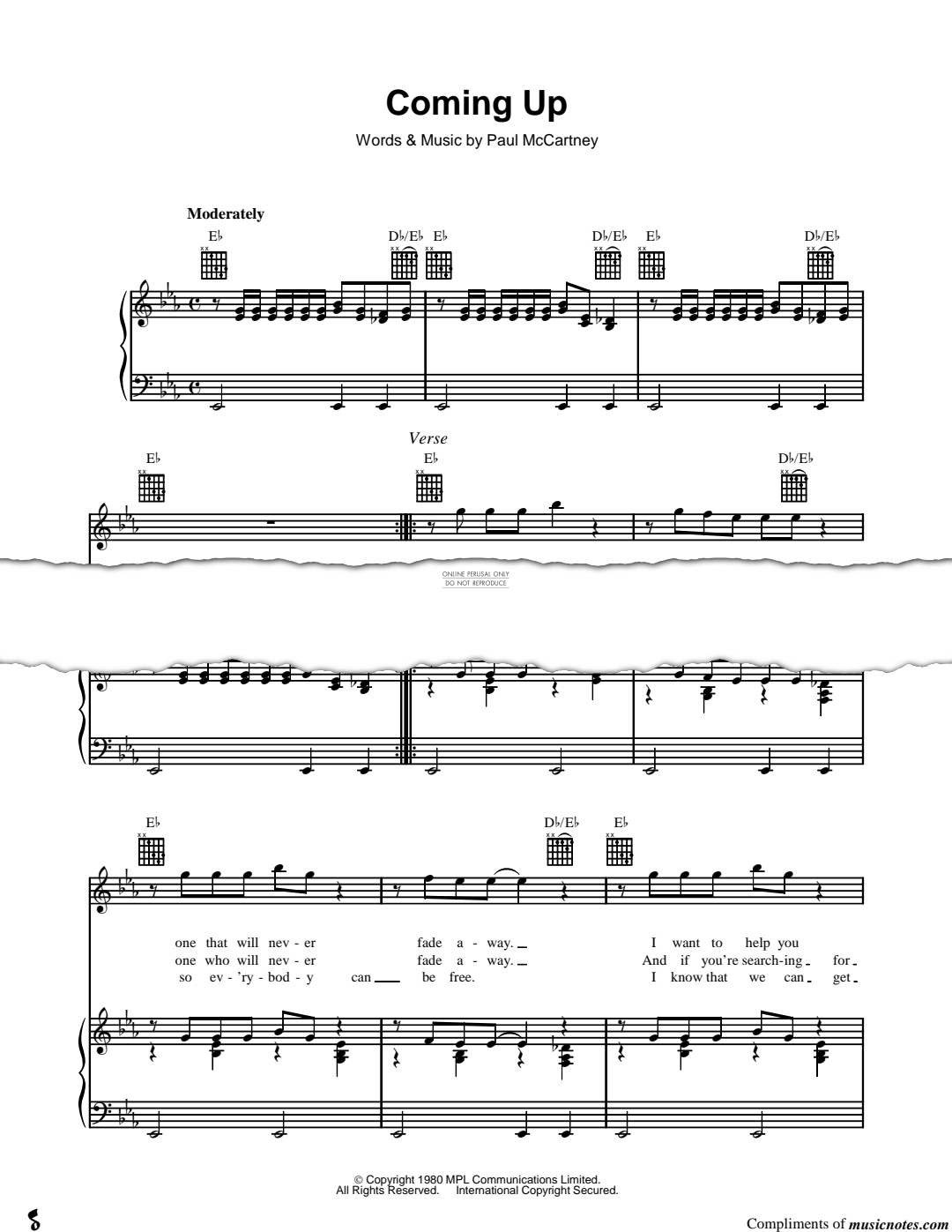 Produktgalerie: Seite 1 von 1 Coming Up, Paul McCartney, Gesang, Gitarre, Klavier