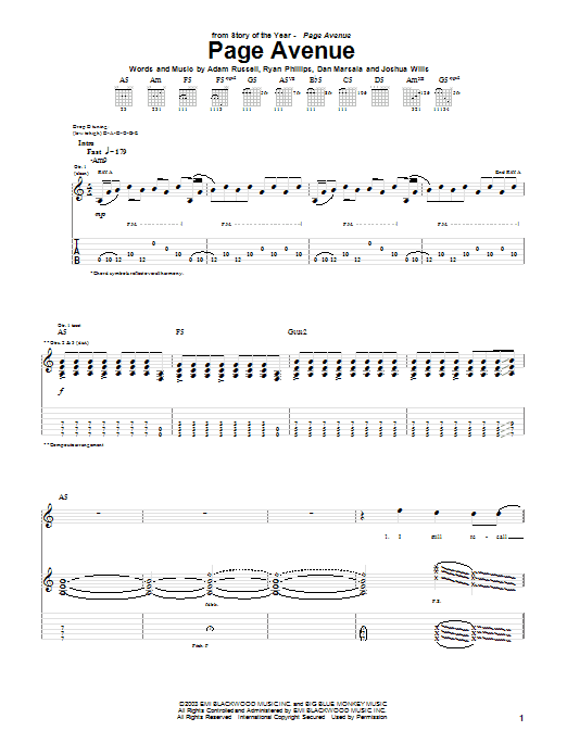 Produktgalerie: Seite 1 von 1 Page Avenue, Story Of The Year, Gitarre