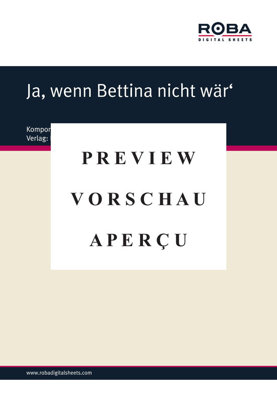 Product gallery: Page 2 of 4 Ja, wenn Bettina nicht wär , , (Piano solo with underlaid text)