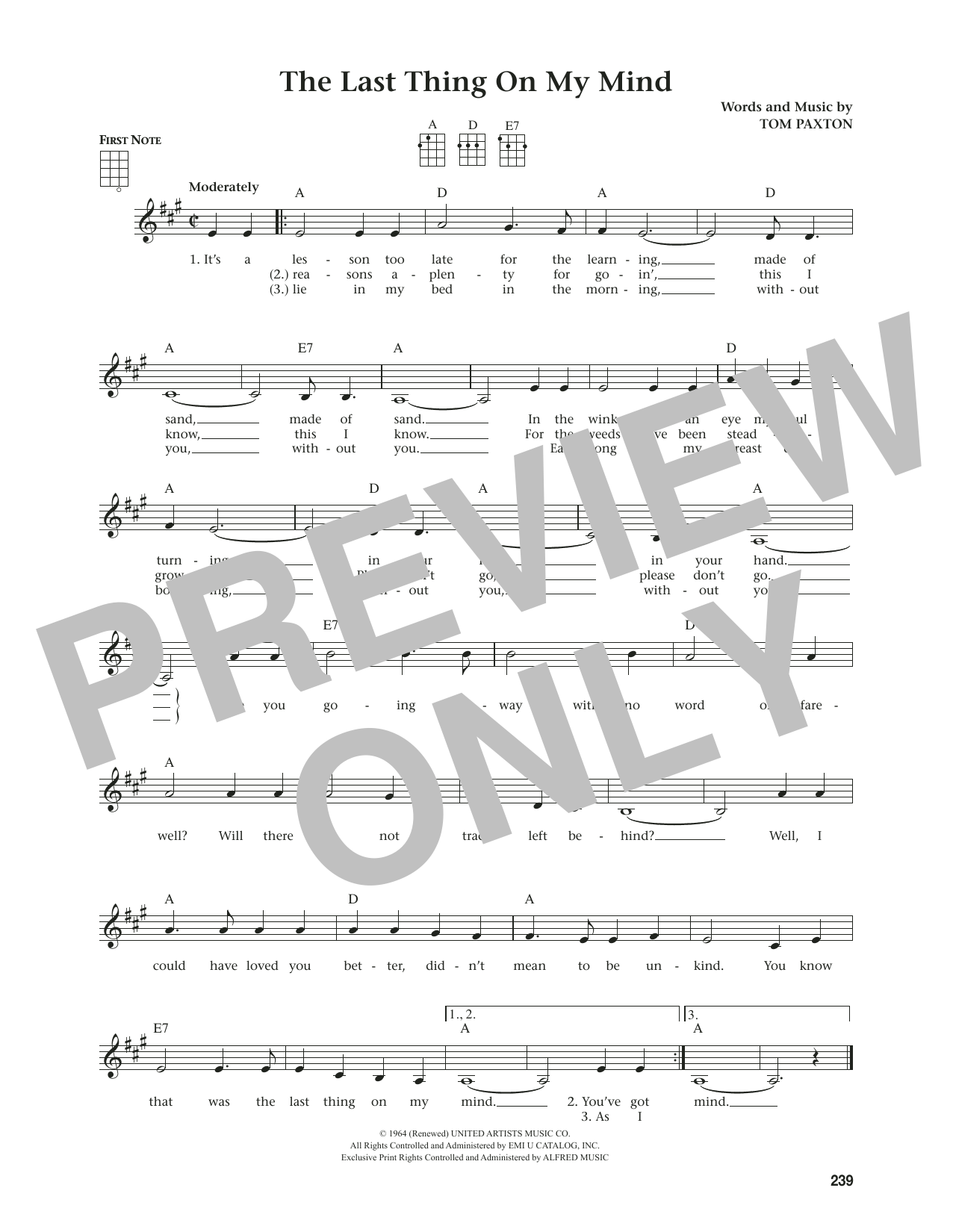 Produktgalerie: Seite 1 von 1 The Last Thing On My Mind (from The Daily Ukulele) (arr. Jim Beloff), Tom Paxton, Ukulele