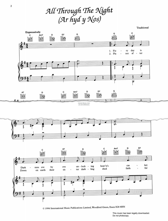 Produktgalerie: Seite 1 von 1 All Through The Night, Welsh Traditional, Gesang, Gitarre, Klavier