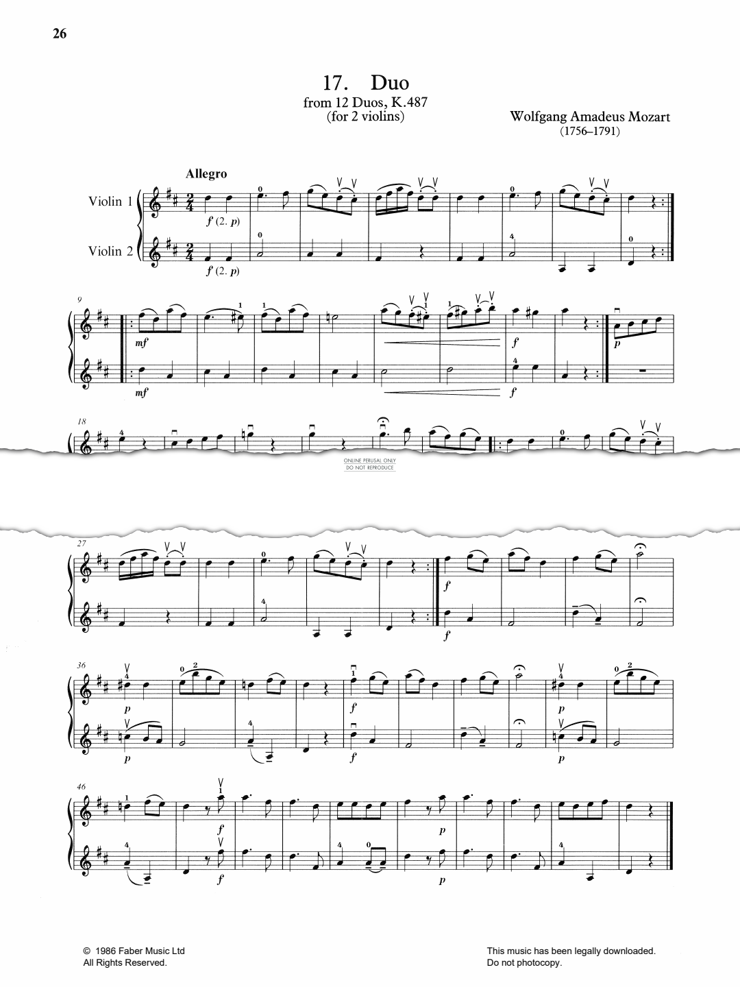 gallery: Duo (from '12 Duos, K.487'), Wolfgang Amadeus Mozart
