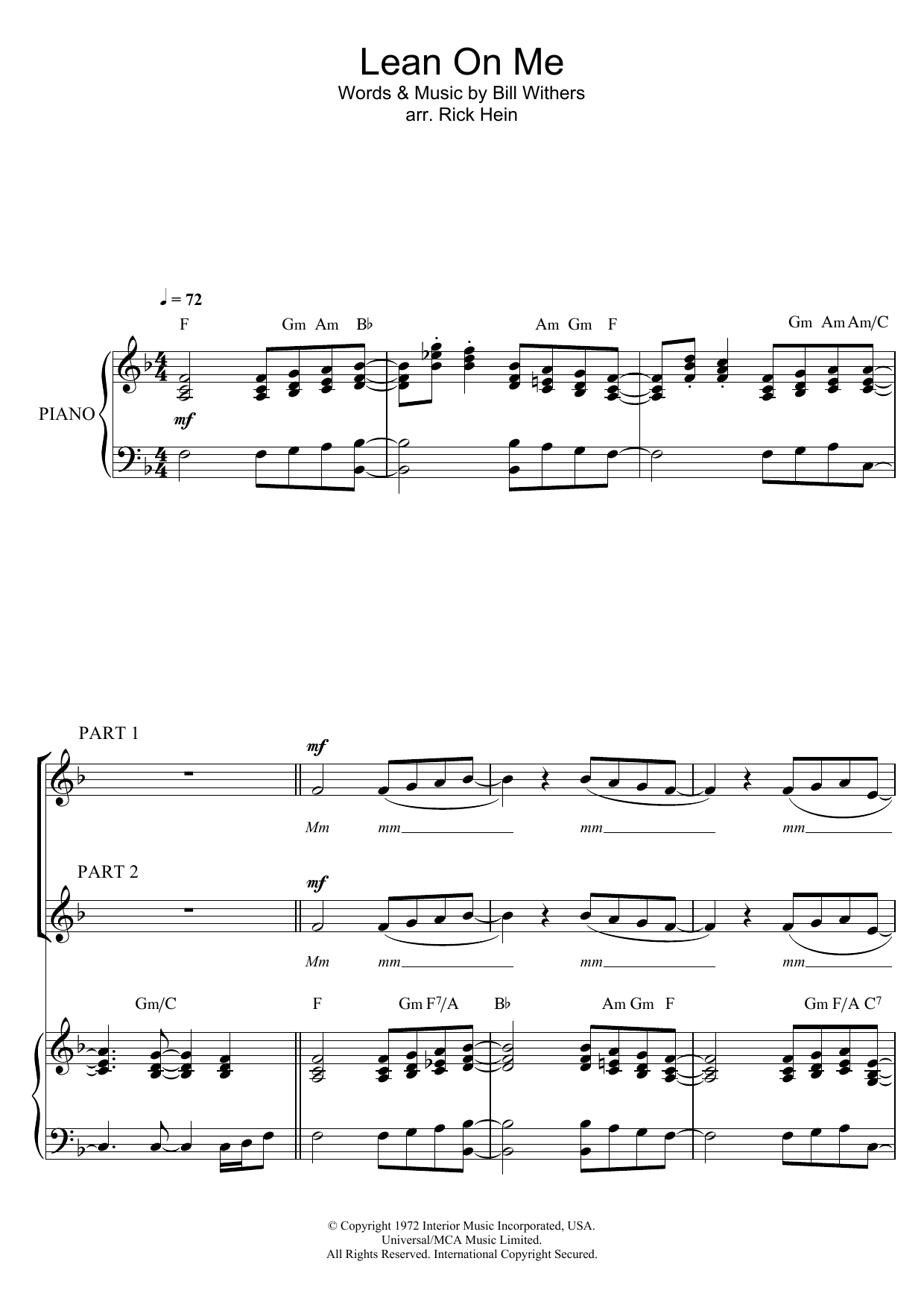 Product picture to: Lean On Me (Arr. Rick Hein)