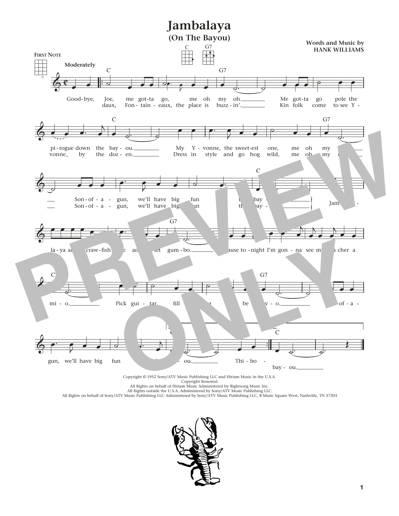 Product gallery: Page 1 of 1 Jambalaya (On The Bayou) (from The Daily Ukulele) (arr. Liz and Jim Beloff), Hank Williams