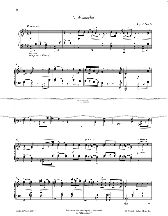 Produktgalerie: Seite 1 von 1 Mazurka (from Soirées musicales, Op. 6, No.5), Clara Schumann, Klavier