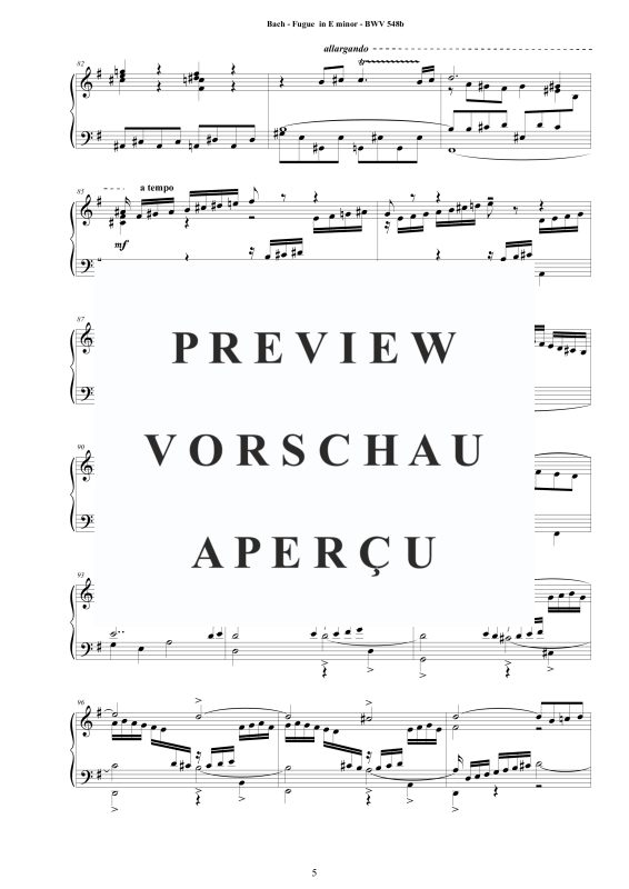 Produktgalerie: Seite 6 von 11 Fuge in E-Moll BWV 548b, , Klavier Solo