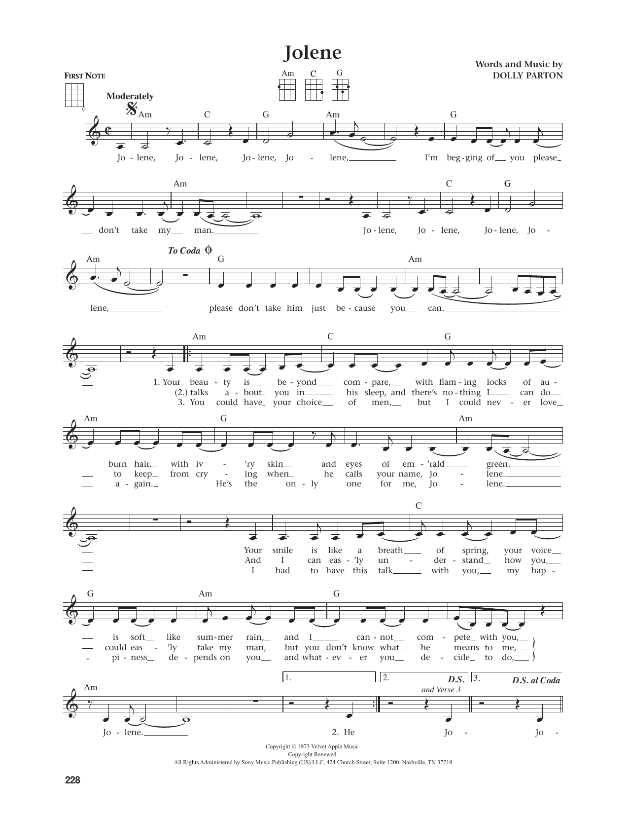 Product gallery: Page 1 of 1 Jolene (from The Daily Ukulele) (arr. Jim Beloff), Dolly Parton