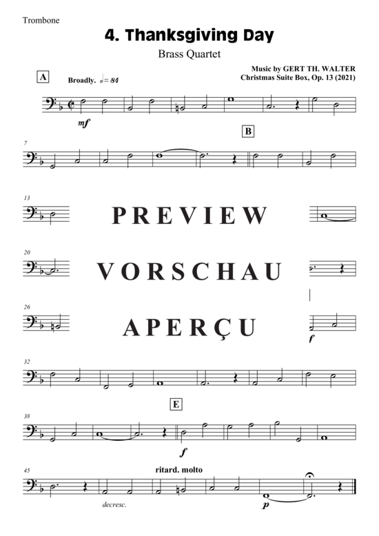 gallery: Thanksgiving Day , , (Blechbläser Quartett - 2x Trompete in B, Horn in F + Posaune)