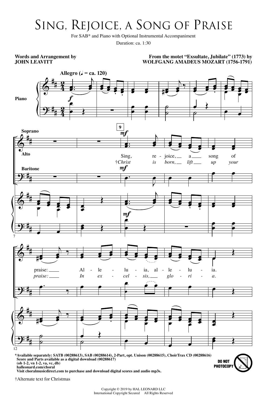 Produktbild zu: Sing, Rejoice A Song Of Praise (arr. John Leavitt)