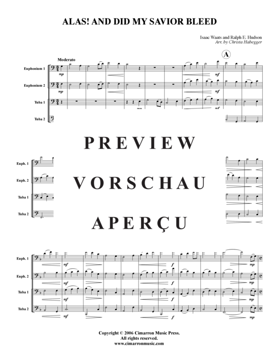 Product gallery: Page 2 of 9 Alas, and Did My Savior Bleed , , (Tuba Quartet: 2x Baritone, 2xTuba)