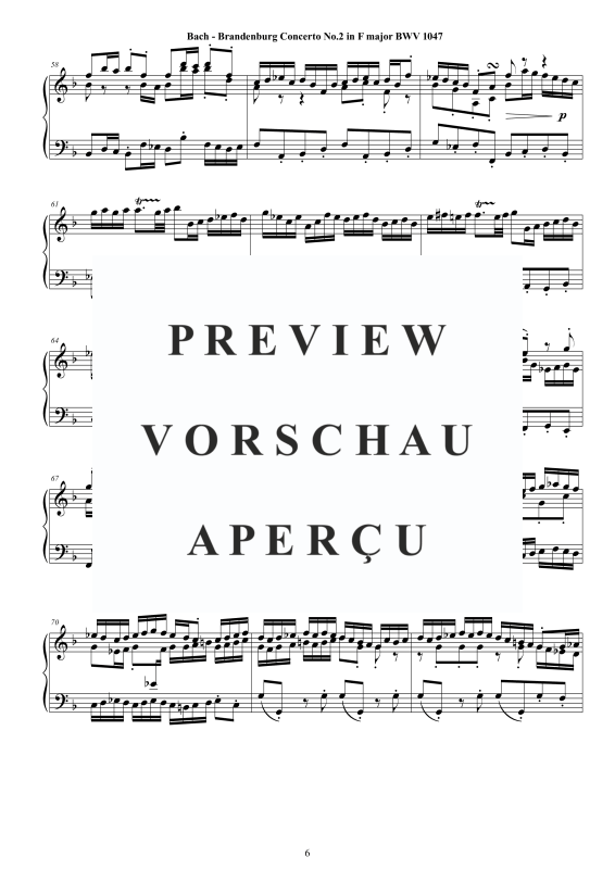 Product gallery: Page 7 of 11 Brandenburg Concerto No. 2 in F major BWV 1047, , Solo Piano
