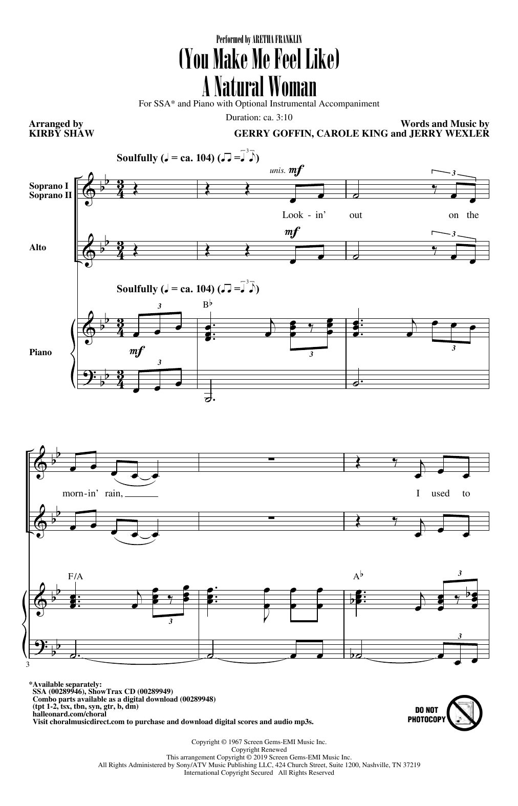 Product gallery: Page 1 of 1 (You Make Me Feel Like) A Natural Woman (arr. Kirby Shaw), Carole King