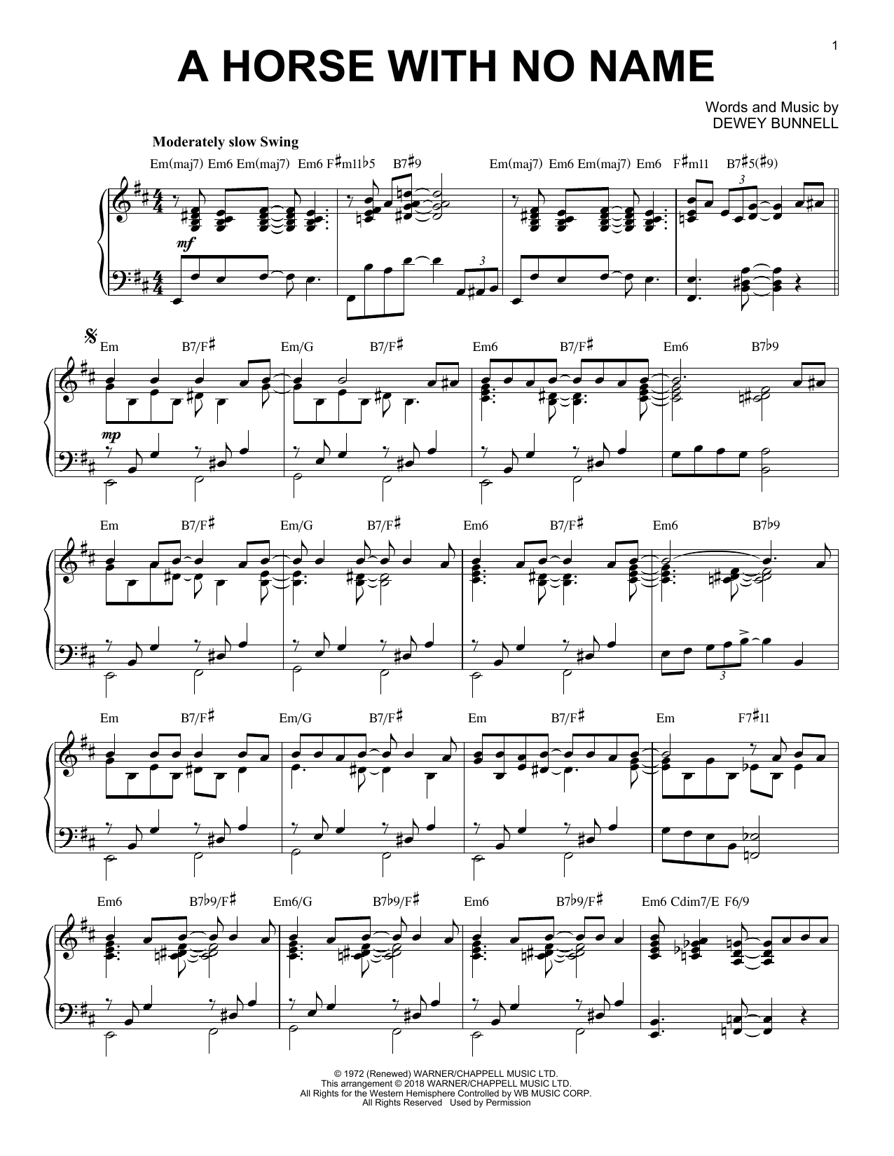 Produktbild zu: A Horse With No Name [Jazz version]
