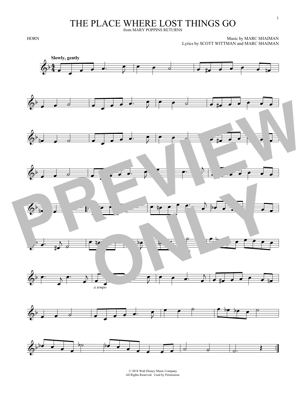 Produktgalerie: Seite 1 von 1 The Place Where Lost Things Go (from Mary Poppins Returns), Emily Blunt, Horn