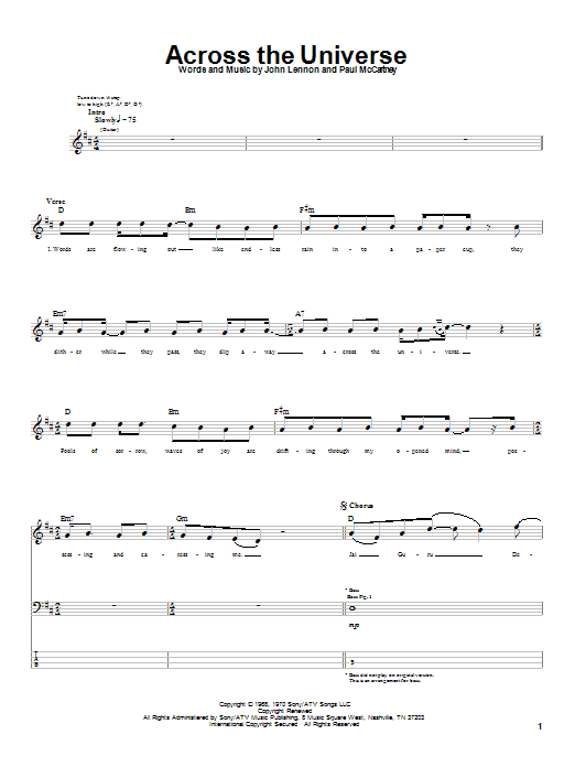 Produktgalerie: Seite 1 von 1 Across The Universe, The Beatles, E-Bass