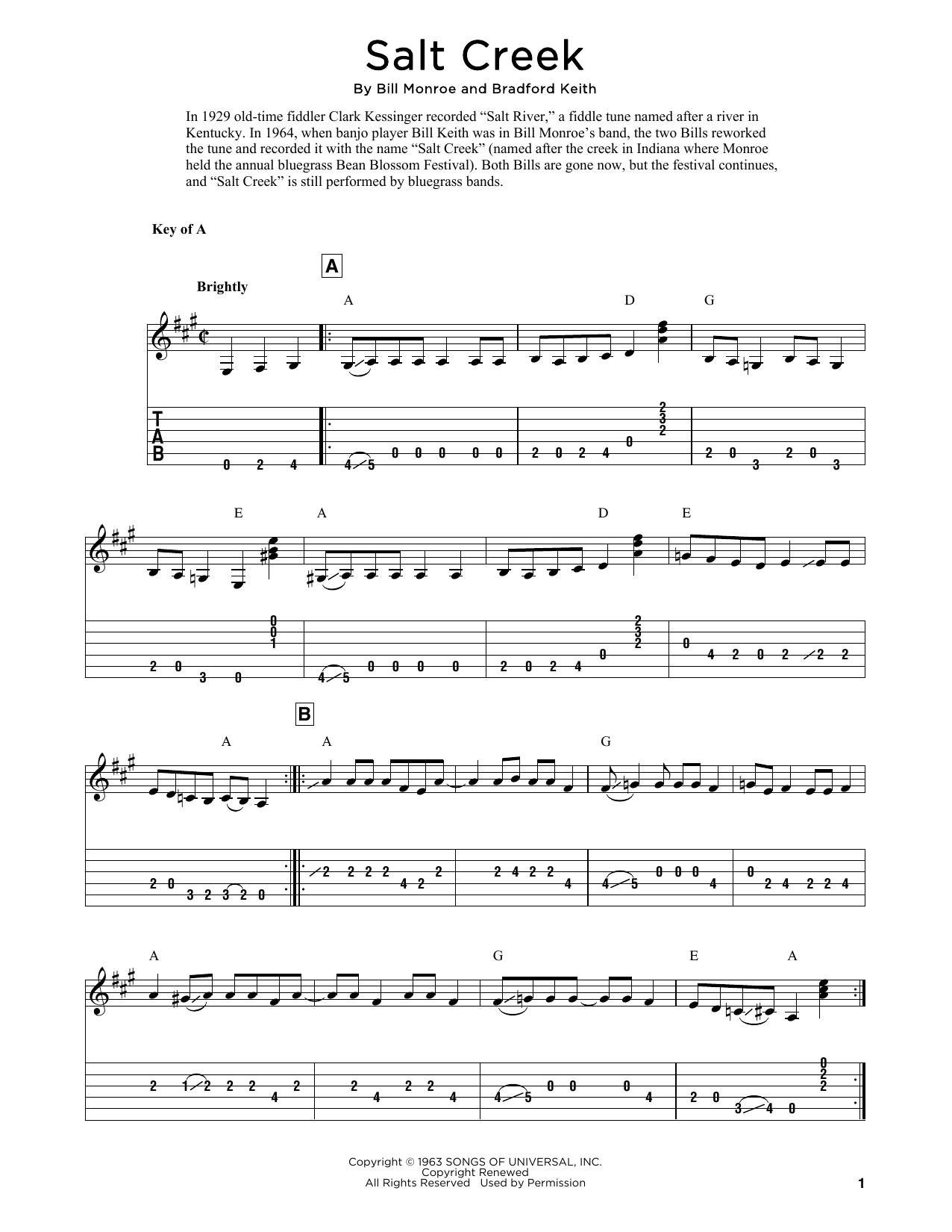 Produktgalerie: Seite 1 von 1 Salt Creek (arr. Fred Sokolow), Bill Monroe, Gitarre