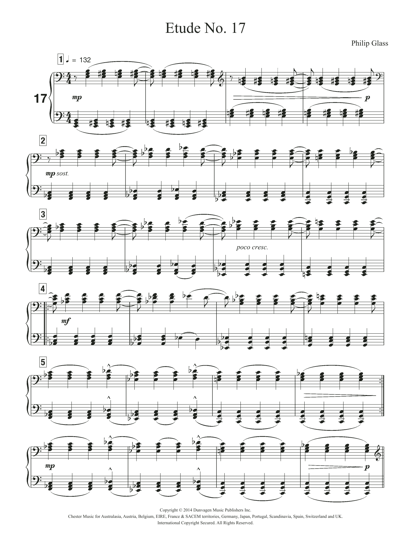 Product gallery: Page 1 of 1 Etude No. 17, Philip Glass