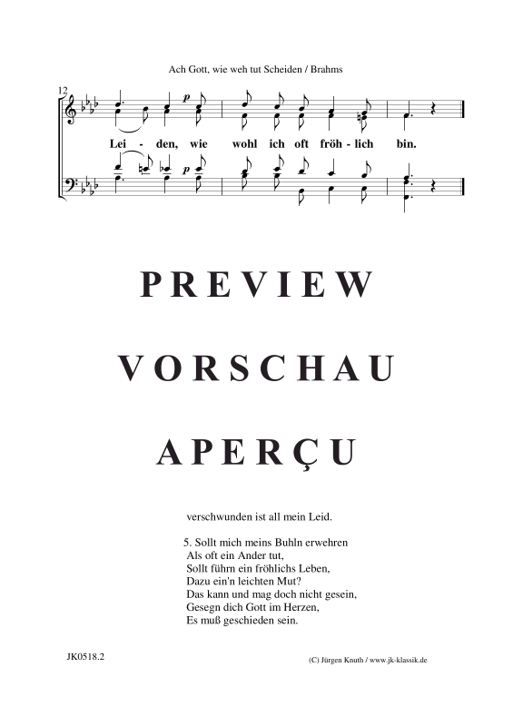 Product gallery: Page 3 of 3 Ach Gott, wie weh tut Scheiden , , (mixed choir)