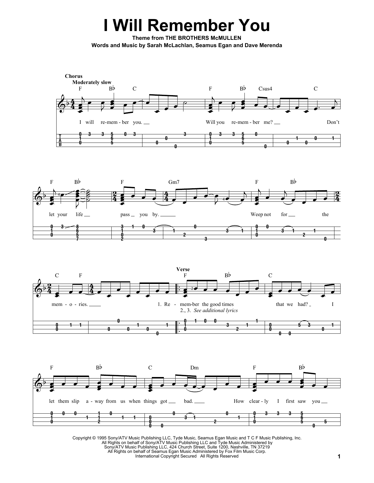 Product gallery: Page 1 of 1 I Will Remember You, Sarah McLachlan