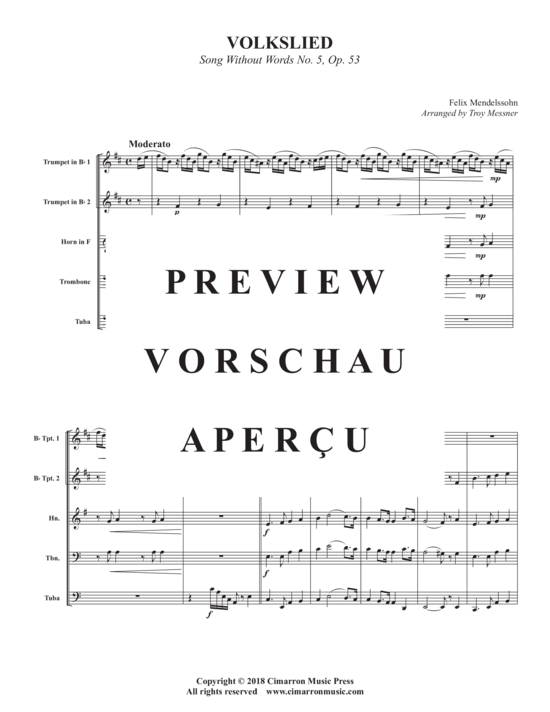Produktgalerie: Seite 3 von 17 Volkslied , , (Blechbläser Quintett)