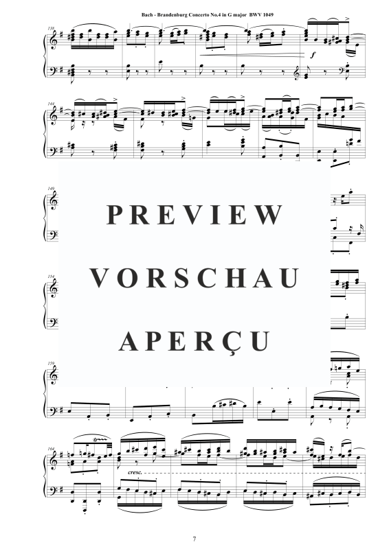 Product gallery: Page 8 of 11 Brandenburg Concerto No. 4 in G major BWV 1049, , Solo Piano