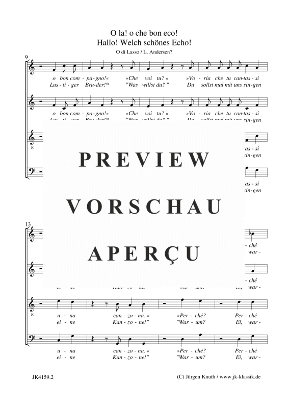 gallery: O La! Oche Bon eco - Hallo! Welch schönes Echo!, , Gemischter Chor 2-4 stimmiger Kanon
