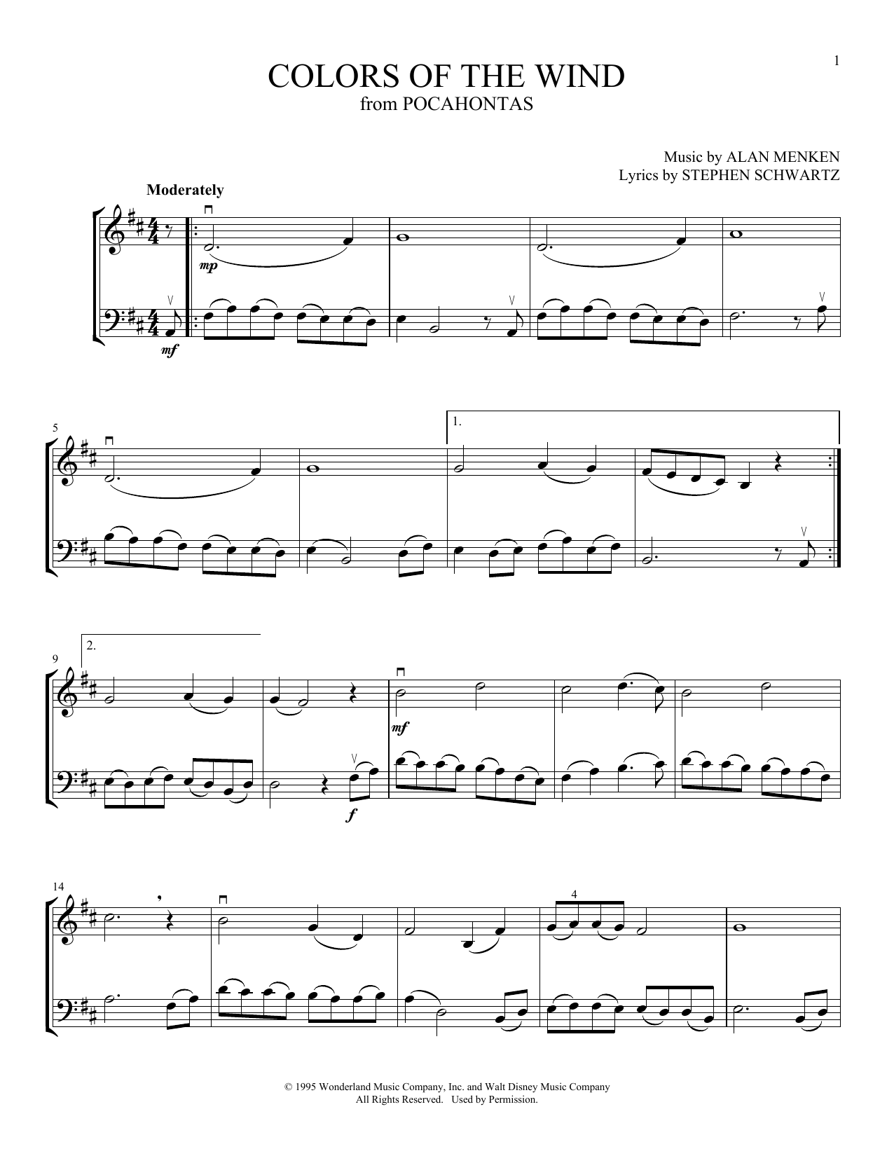 Produktgalerie: Seite 1 von 1 Colors Of The Wind (from Pocahontas) (arr. Michelle Hynson), Vanessa Williams