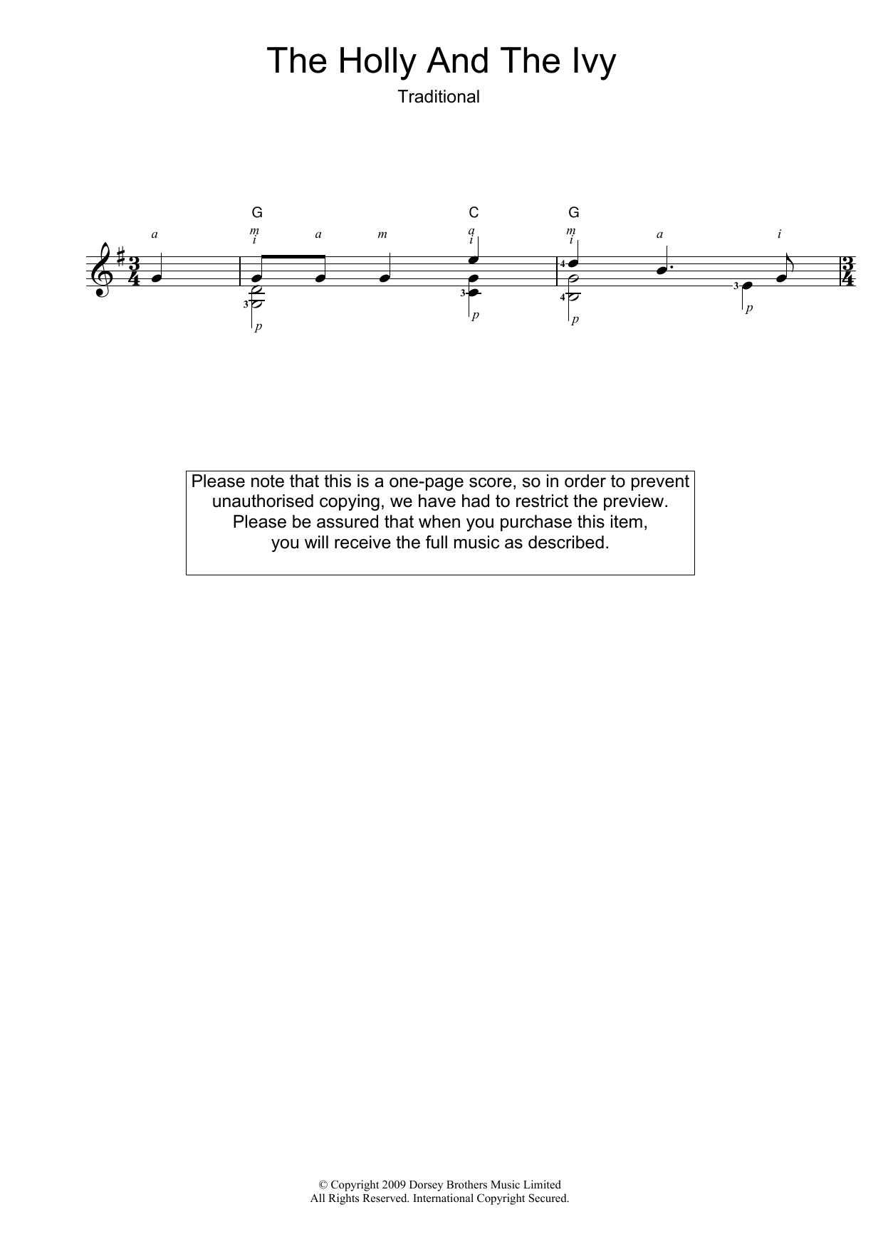 Product gallery: Page 1 of 1 The Holly And The Ivy, Traditional Carol