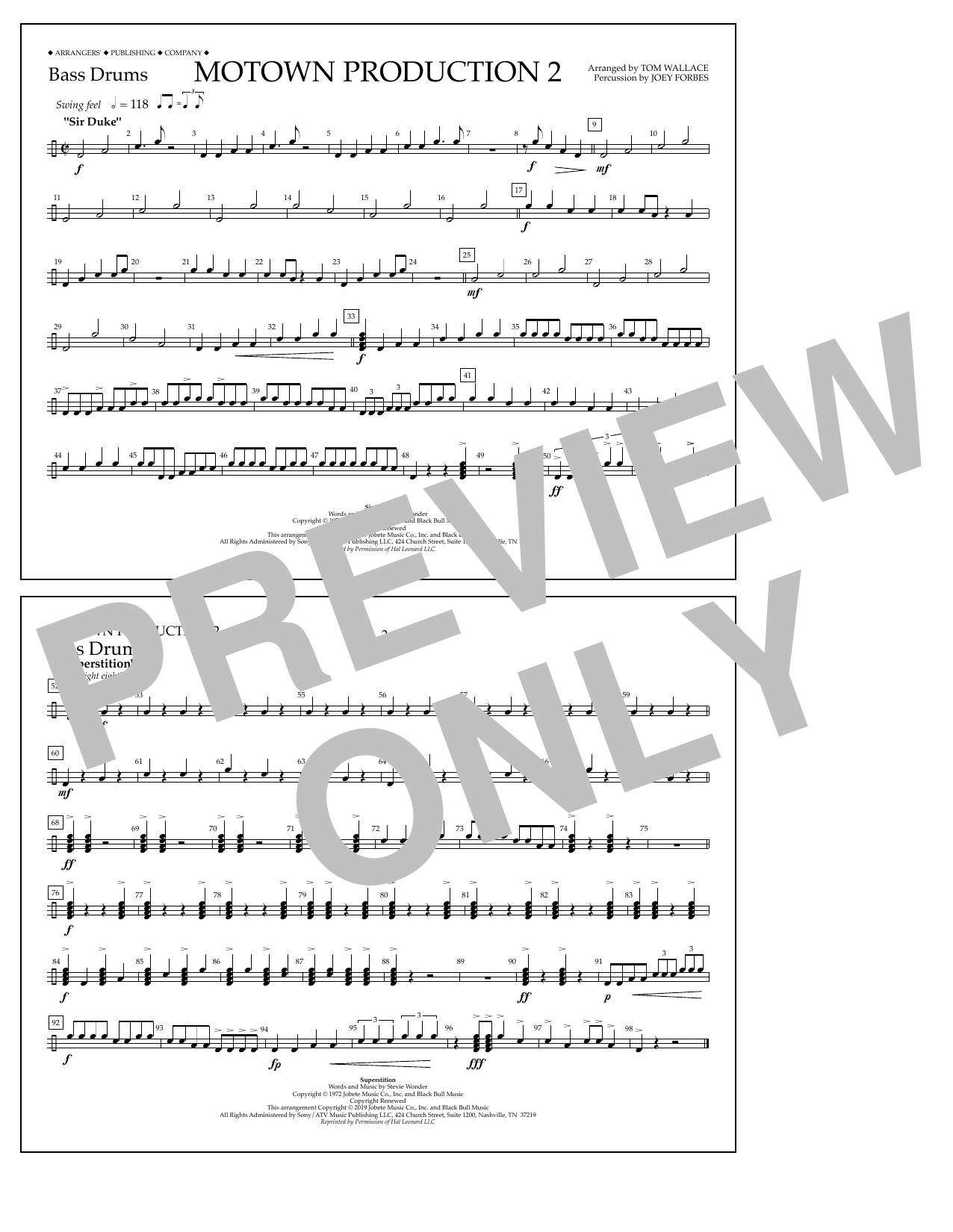 Produktbild zu: Motown Production 2 (arr. Tom Wallace) - Bass Drums