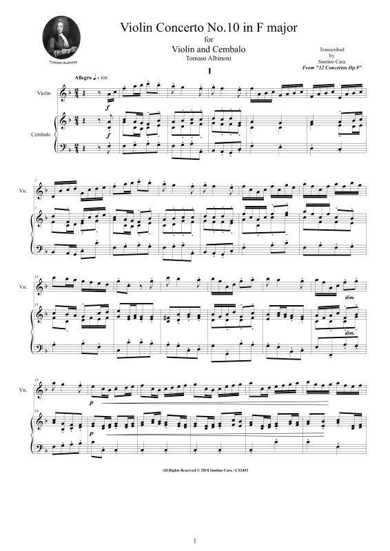 Product picture to: Violin Concerto No.10 in F major Op.9Tomaso Albinoni
