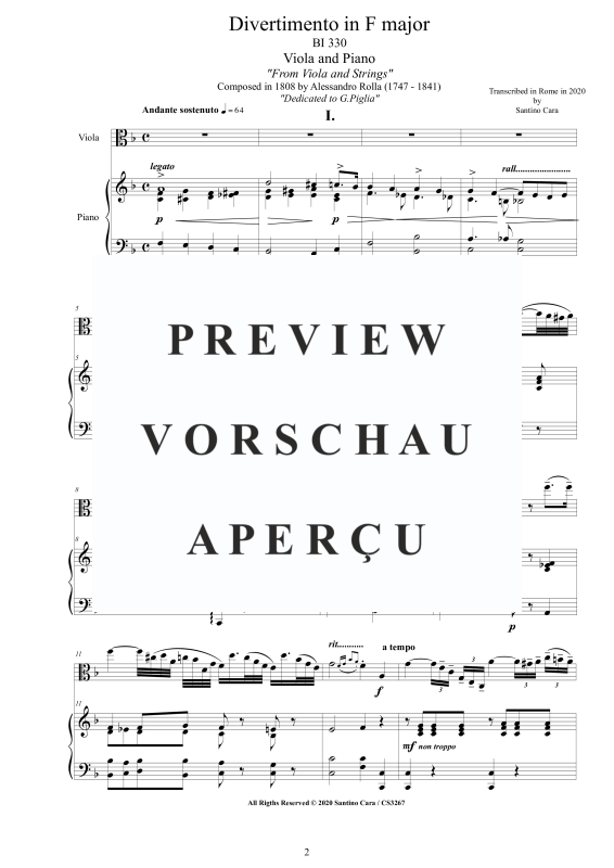 Produktgalerie: Seite 3 von 11 Divertimento in F-Dur BI 330, , Viola und Klavier