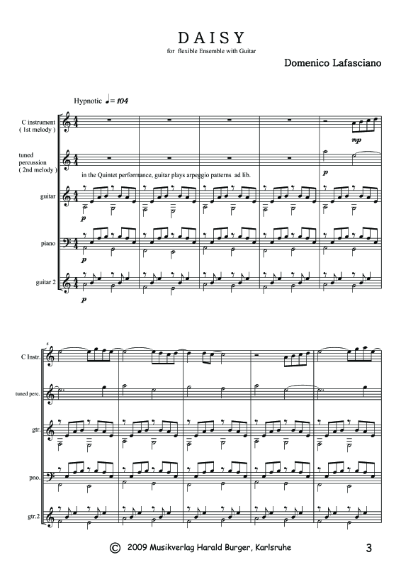 Produktgalerie: Seite 1 von 11 Daisy (Partitur), , Gemischtes Ensemble für flexible Besetzung mit Gitarre