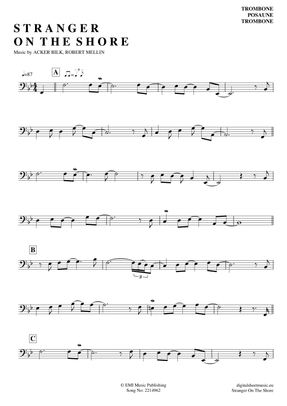 Product gallery: Page 1 of 3 Stranger On The Shore , Bilk, Acker, (Posaune / Bariton)