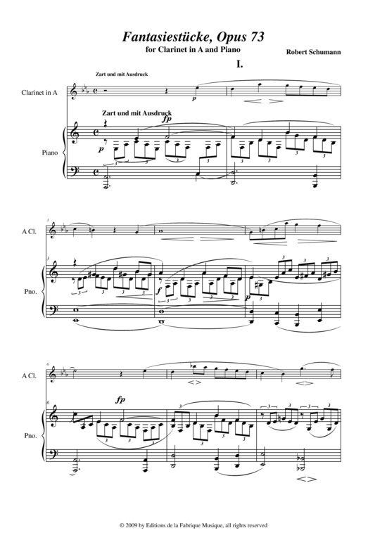 Product picture to: Fantasiestücke, Opus 73 Robert Schumann