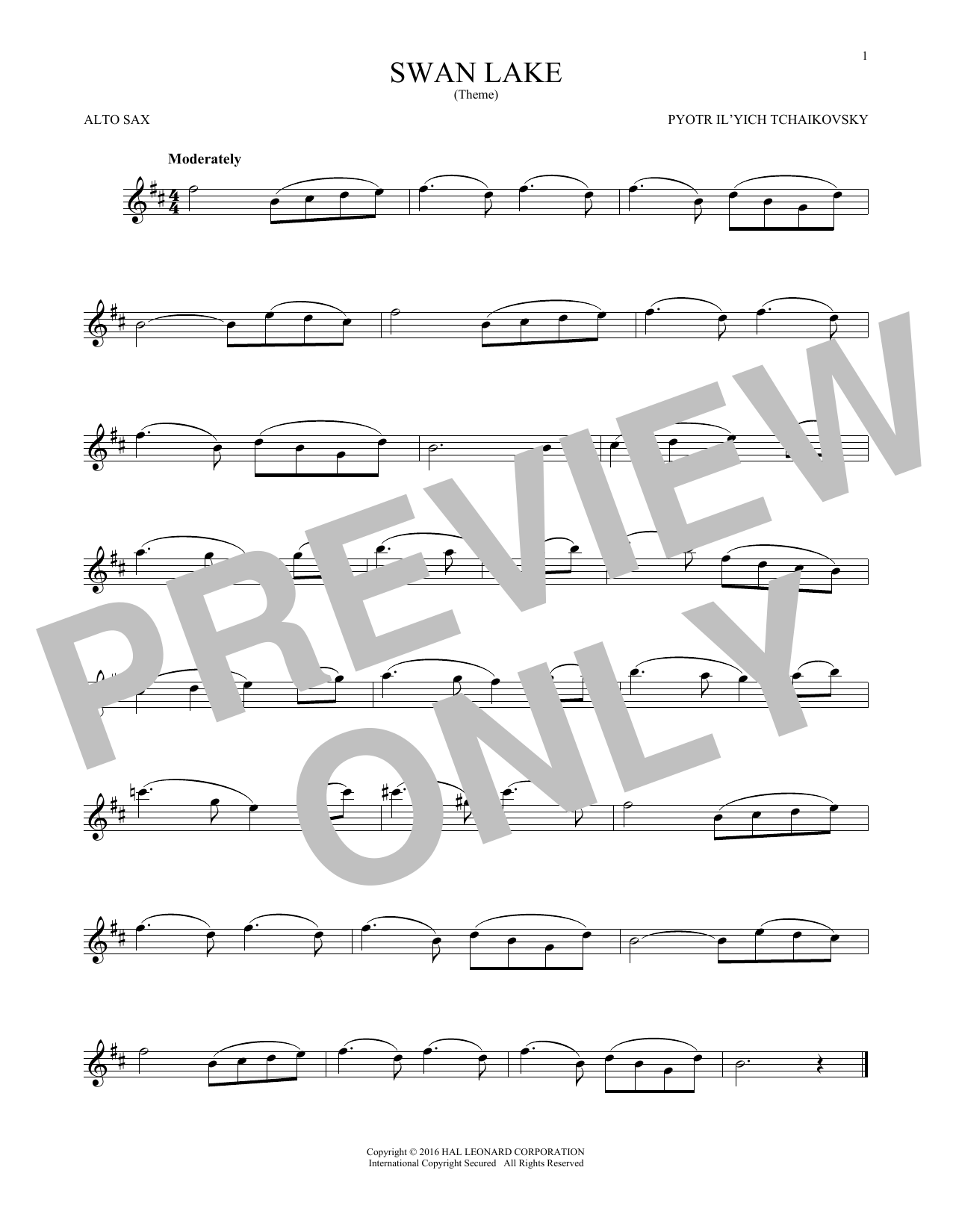 Product gallery: Page 1 of 1 Theme From Swan Lake, Pyotr Il'yich Tchaikovsky