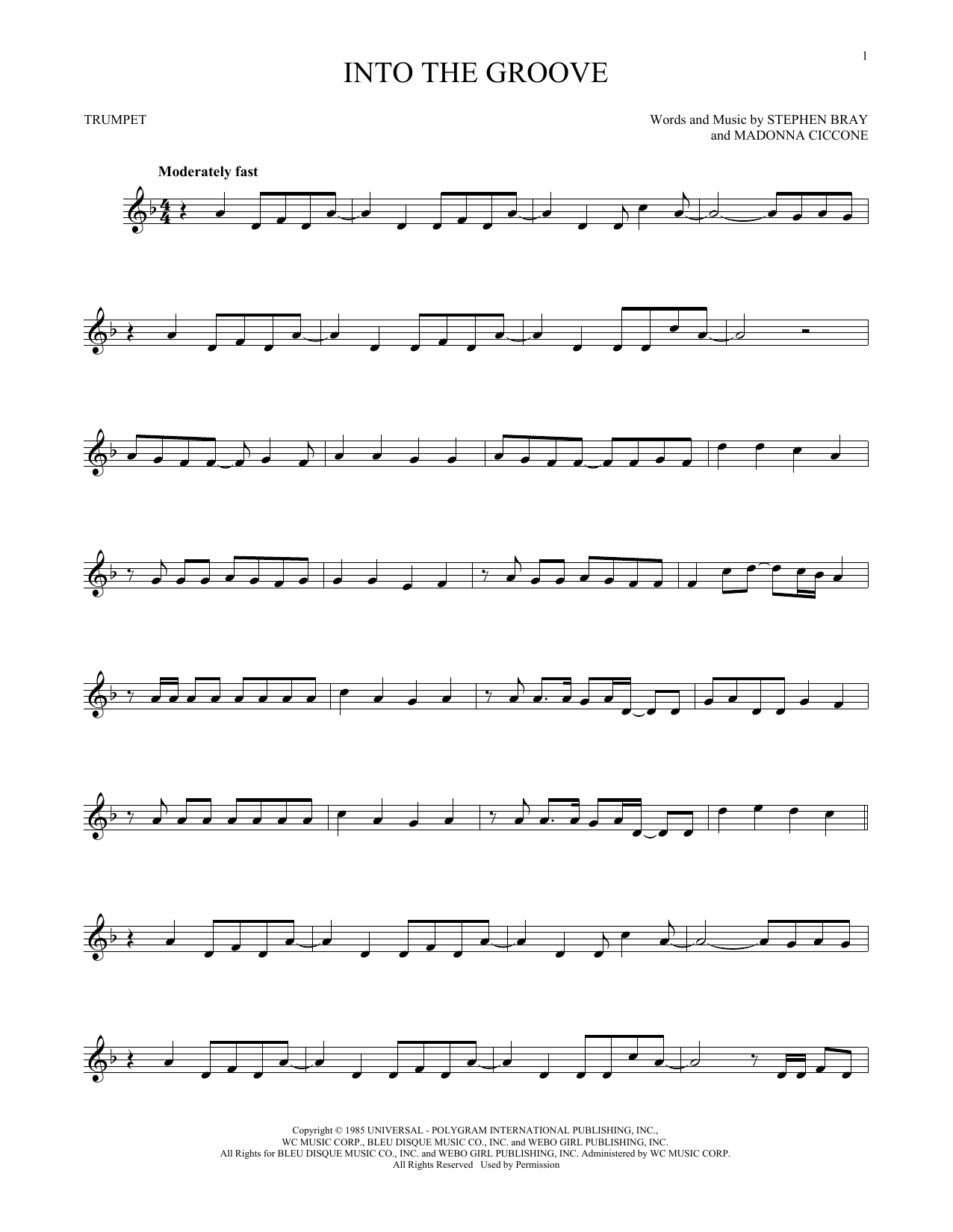 Produktgalerie: Seite 1 von 1 Into The Groove, Madonna, Trompete