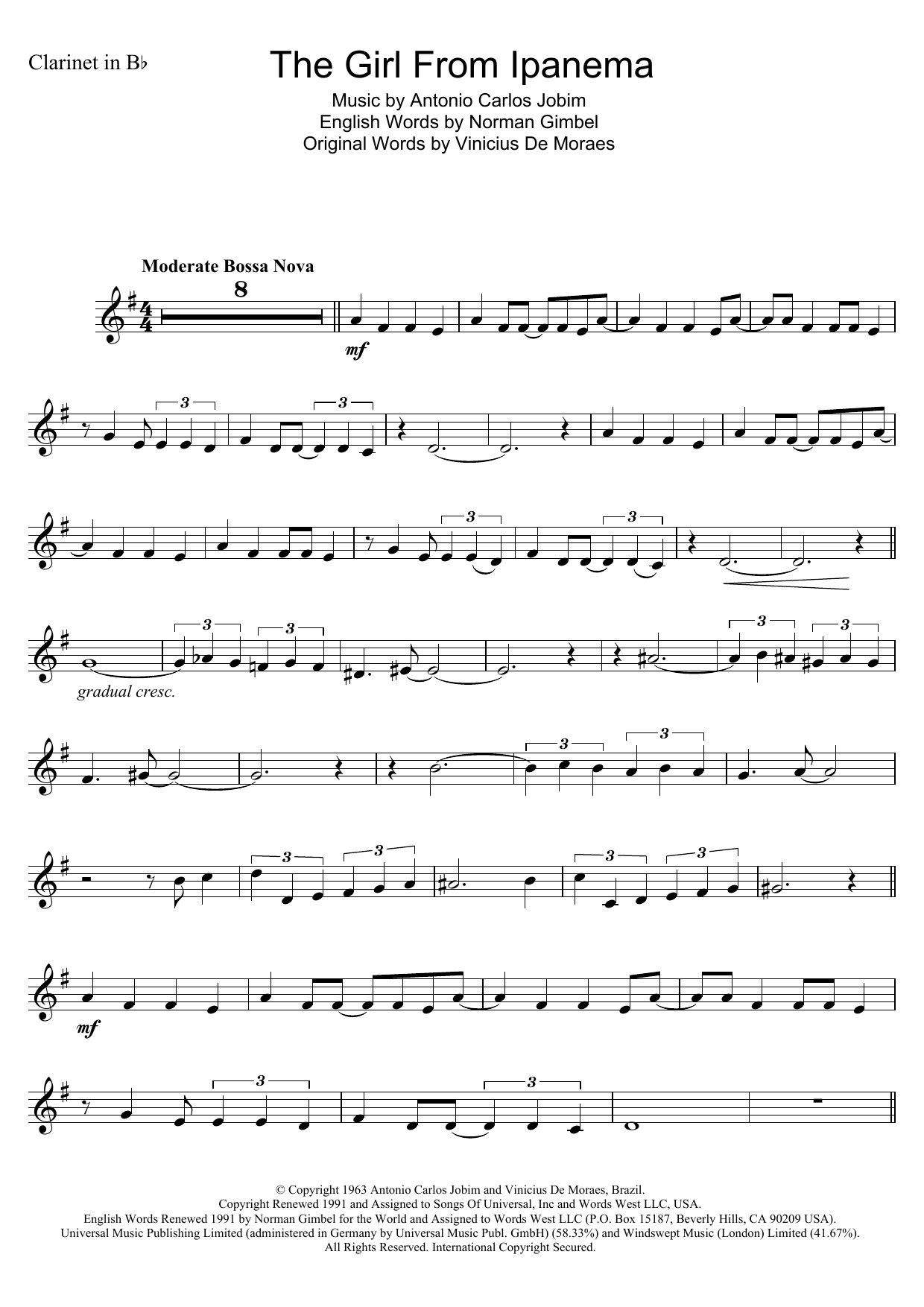 Product gallery: Page 1 of 1 The Girl From Ipanema (Garota De Ipanema), Antonio Carlos Jobim