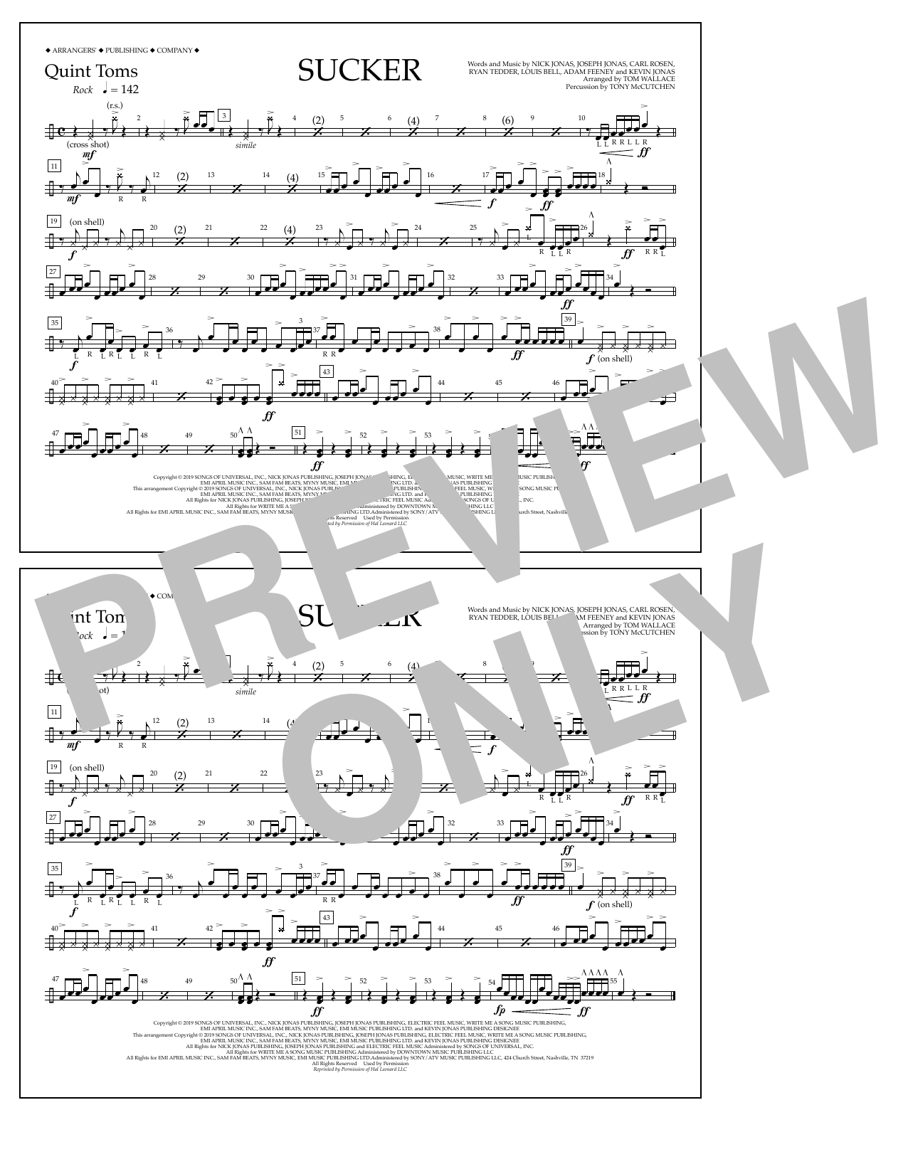 Produktbild zu: Sucker (arr. Tom Wallace) - Quint-Toms