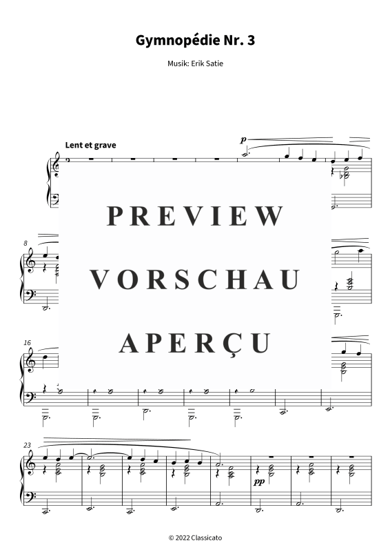 Product gallery: Page 5 of 6 Gymnopédie Nr. 3 - Langsam und würdevoll, , Solo Piano