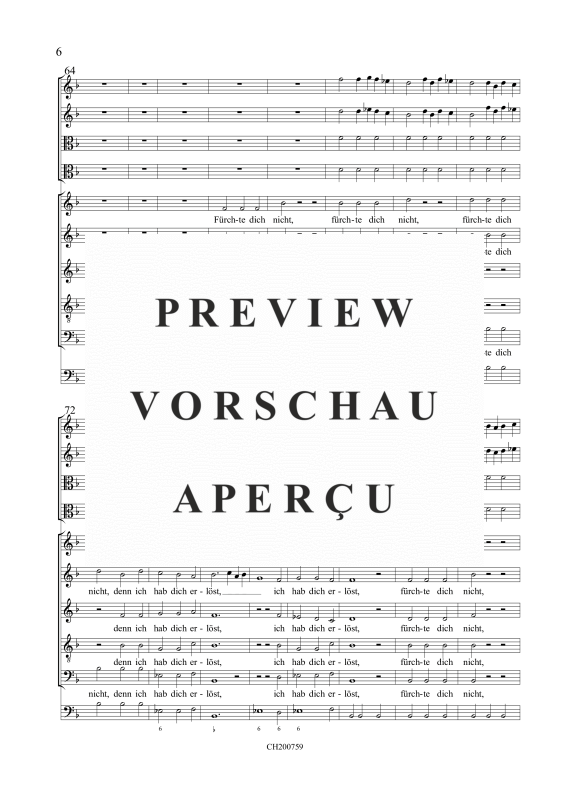 gallery: Fürchte dich nicht - Concerto à 10, , Gemischtes Ensemble SSATB, 2 Violinen, 2 Violen und BC