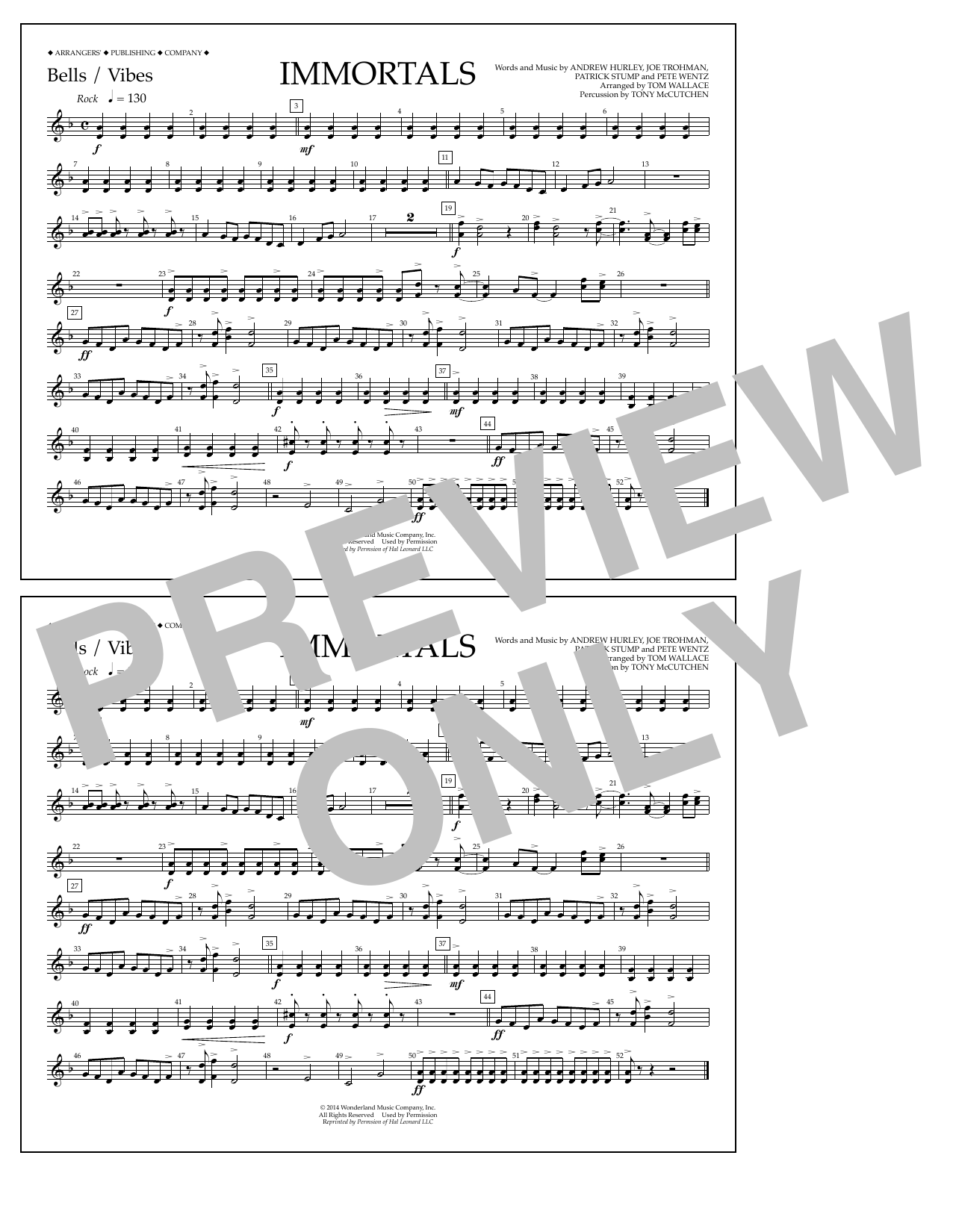 Produktbild zu: Immortals (from Big Hero 6) (arr. Tom Wallace) - Bells/Vibes