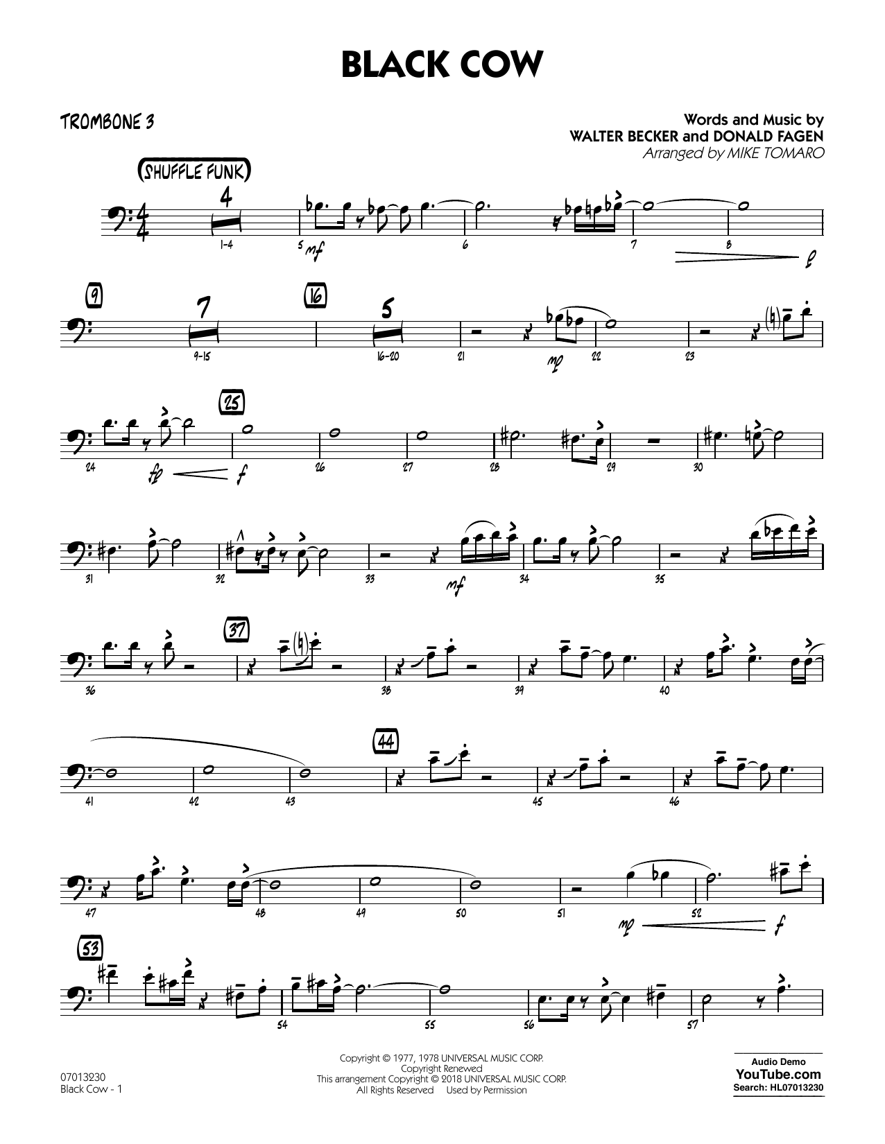 Produktgalerie: Seite 1 von 1 Black Cow (arr. Mike Tomaro) - Trombone 3, Steely Dan