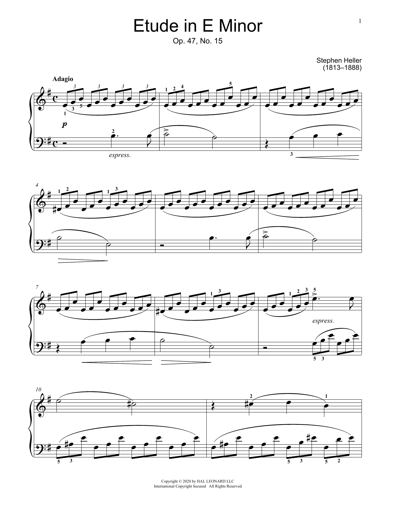 Product picture to: Etude In E Minor, Op. 47, No. 15