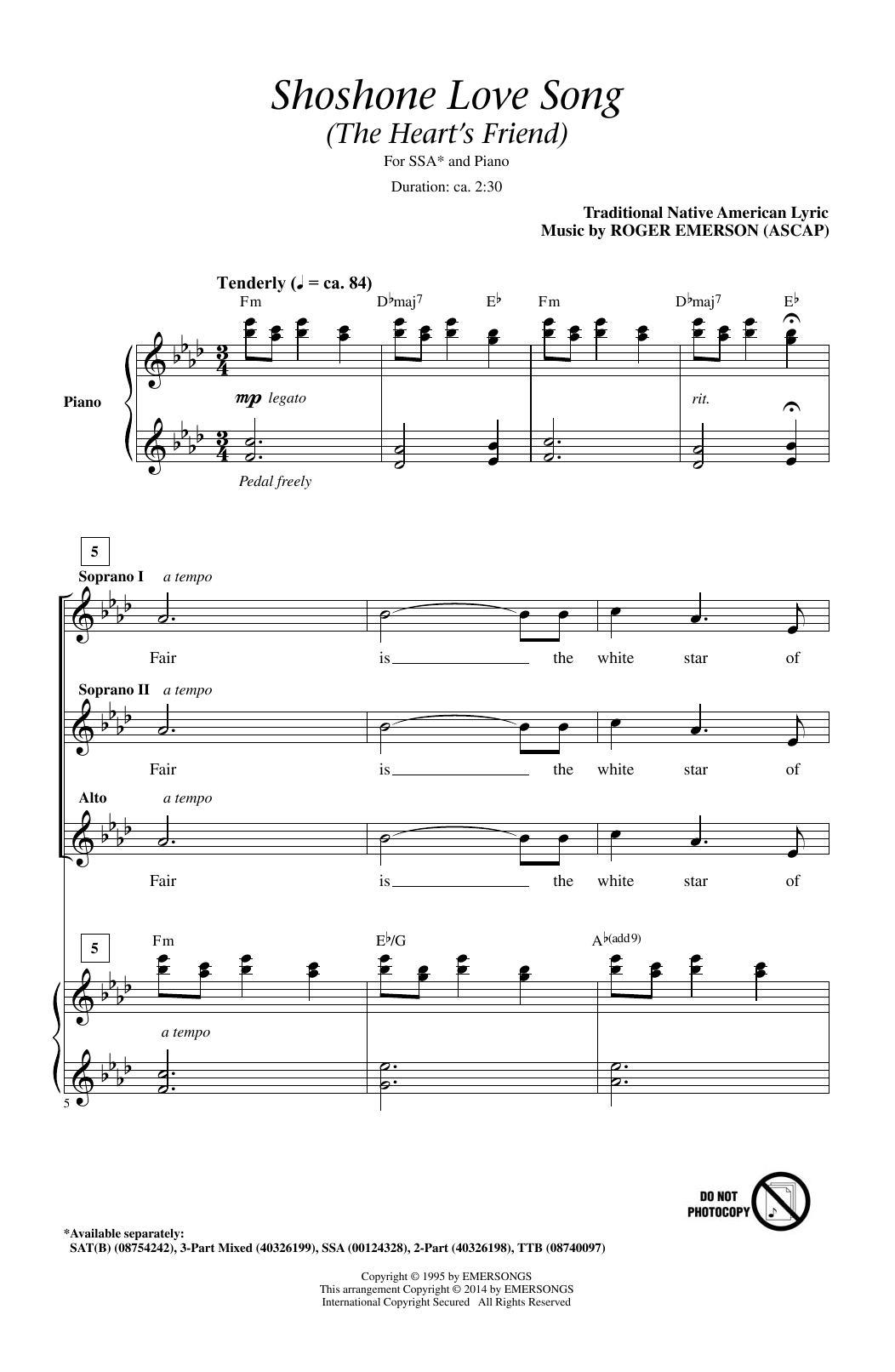 Produktgalerie: Seite 1 von 1 Shoshone Love Song (The Heart's Friend), Roger Emerson, Chor