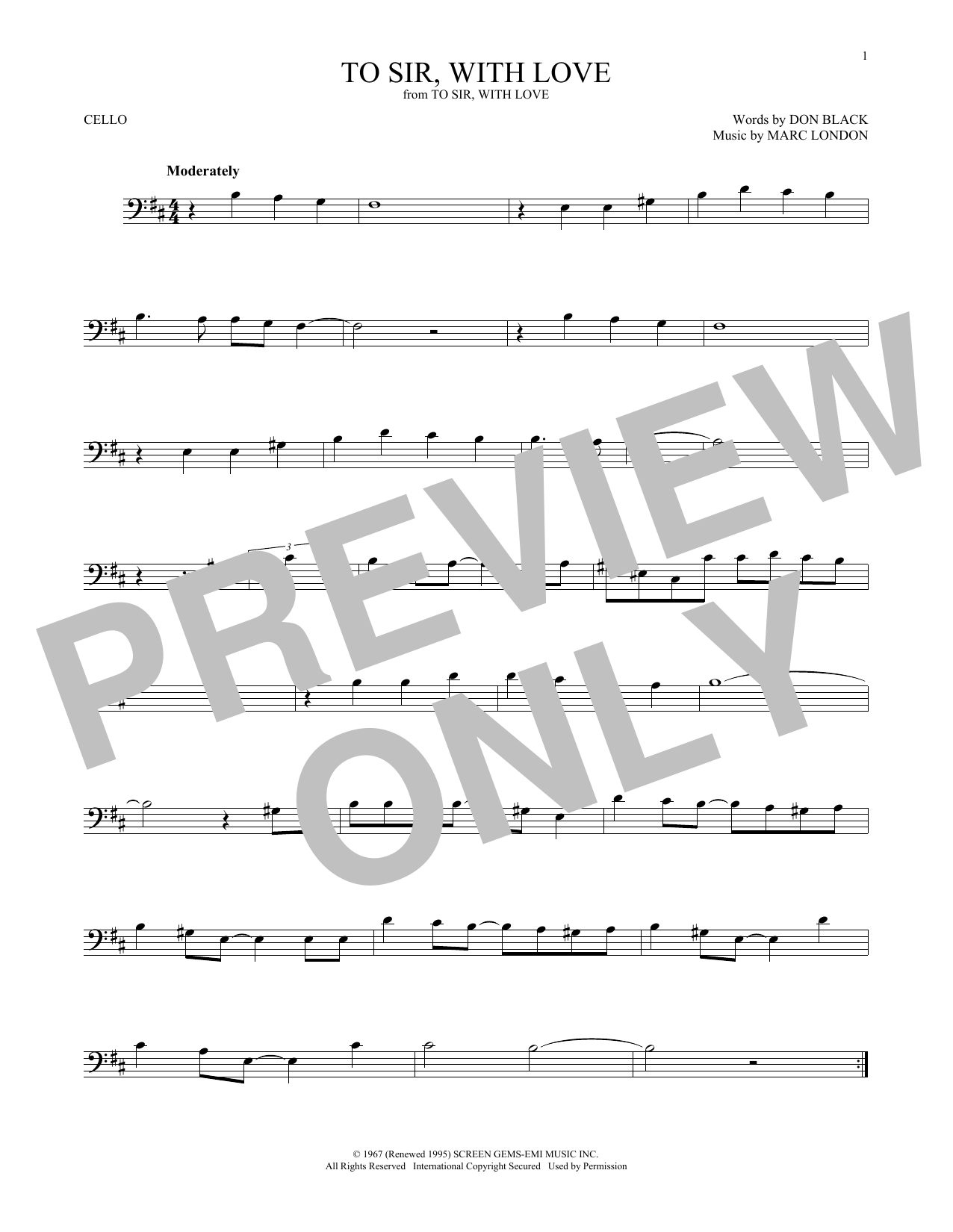 Produktgalerie: Seite 1 von 1 To Sir, With Love, Lulu, Violoncello