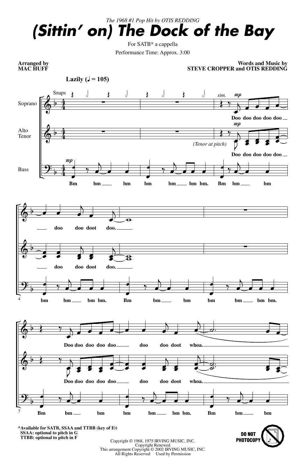 Product gallery: Page 1 of 1 (Sittin' On) The Dock Of The Bay (arr. Mac Huff), Otis Redding
