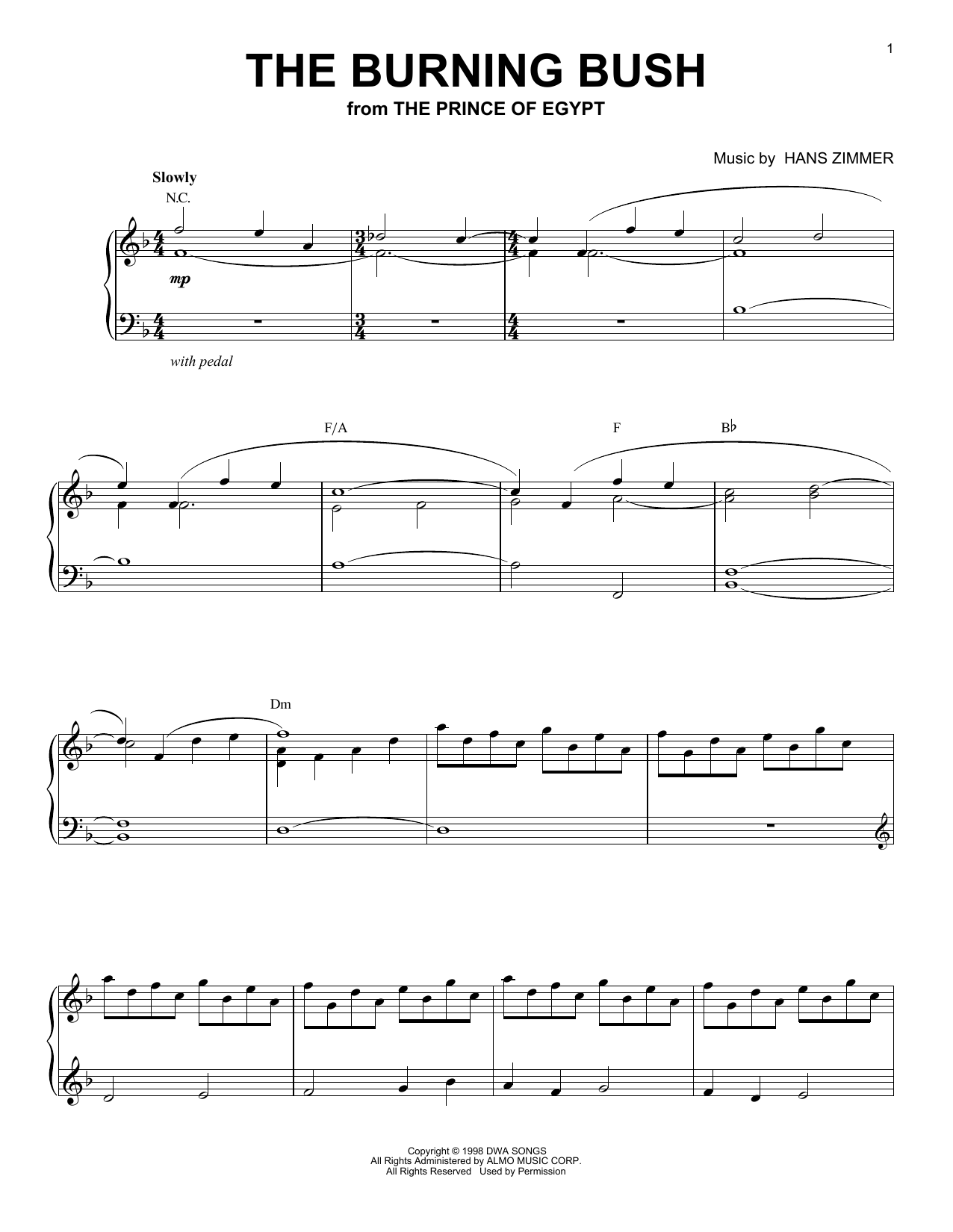 Product gallery: Page 1 of 1 The Burning Bush (from The Prince of Egypt), Hans Zimmer